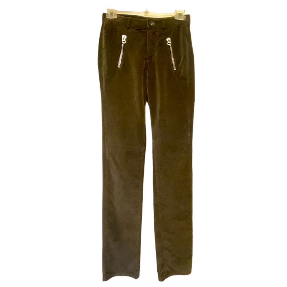 NWT Cop. Copine Vintage Y2K  Mid-Rise Velvet Olive Zipper Pants Made in Portugal
